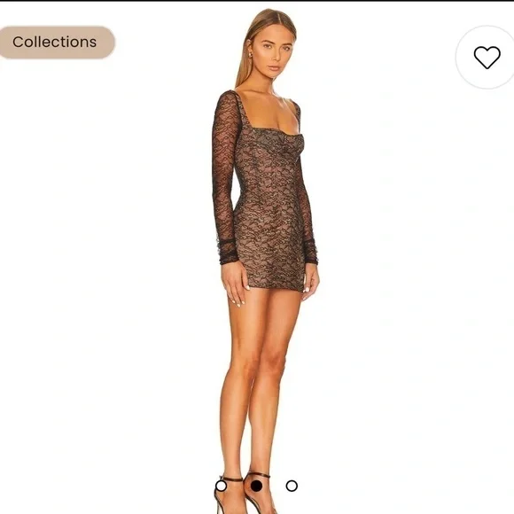 NWT LaQuan Smith Long Sleeve Dress with Scoop Back in Black